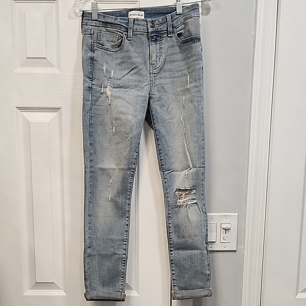Stylish Light Blue Distressed Skinny Jeans